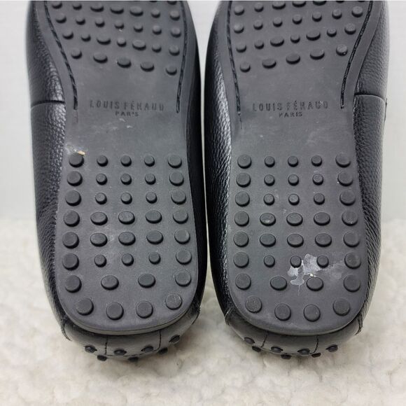 Louis Feraud Paris Mens Driving Boat Loafer Size 9.5 Black Pebbled Leather Shoes - Picture 10 of 11
